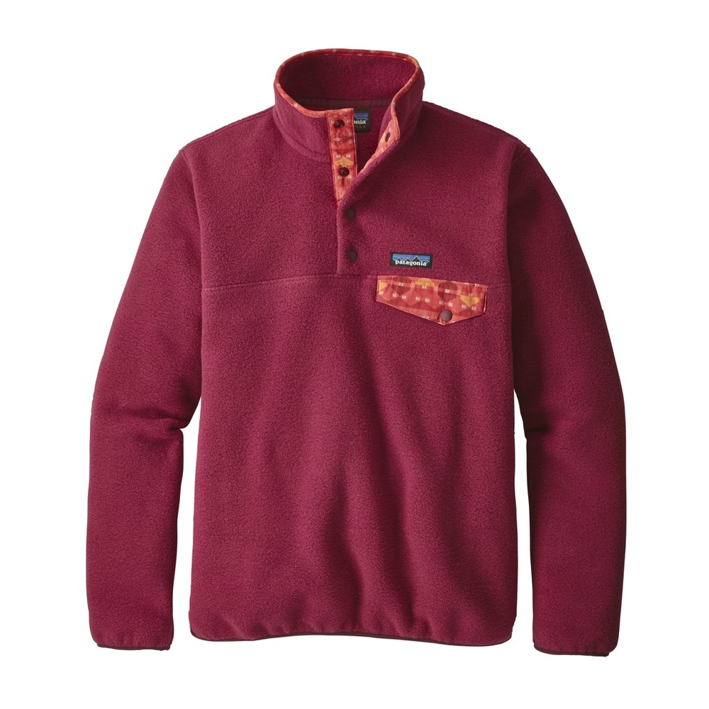 Patagonia Synchilla Womens Small Maroon Fleece with Patterned Accents